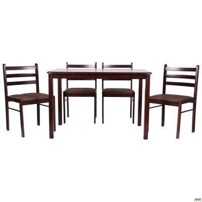 Комплект (нескладний стіл + 4 стільці) Art Metal Furniture Брауні темний шоколад/капучино (545388)