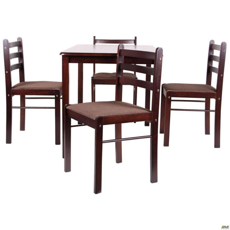 Комплект (нескладний стіл + 4 стільці) Art Metal Furniture Брауні темний шоколад/капучино (545388)