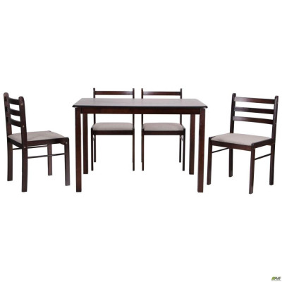 Комплект (нескладний стіл + 4 стільці) Art Metal Furniture Брауні темний шоколад/латте (521379)