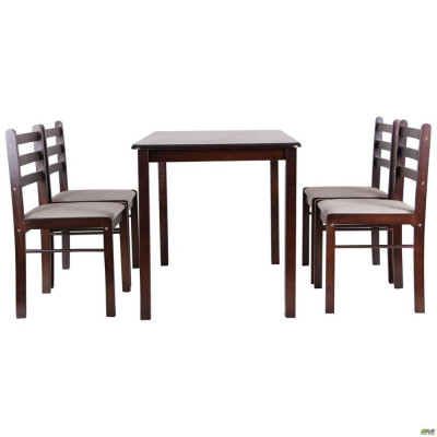Комплект (нескладний стіл + 4 стільці) Art Metal Furniture Брауні темний шоколад/латте (521379)