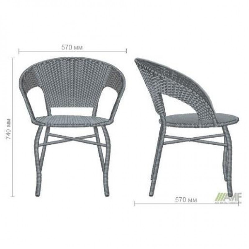Комплект садових меблів Art Metal Furniture Крісло Catalina ротанг сірий (521808)