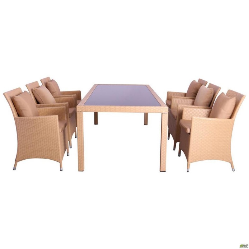 Комплект садових меблів Art Metal Furniture Samana-6 із ротанга Elit SC-8849 Sand AM3041 тканина A14203 (516809)