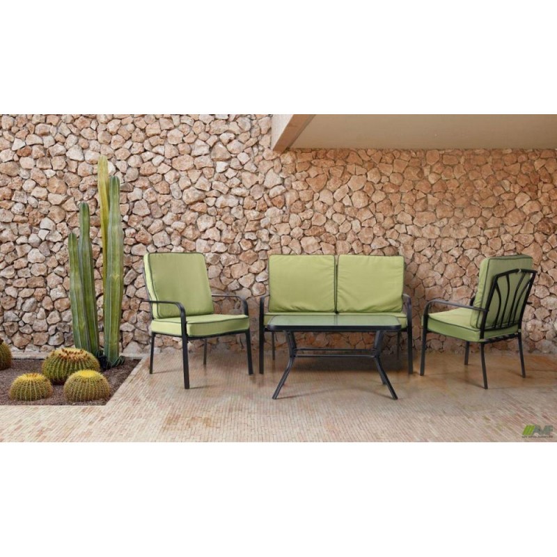Комплект садових меблів Art Metal Furniture Veracruz чорний/салатовий (521835)