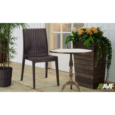 Крісло, стілець садовий Art Metal Furniture Selen пластик під ротанг еспресо (515343)