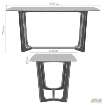 Нерозкладний стіл Art Metal Furniture Blake black/ceramics Lazio gray (547055)