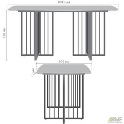 Нерозкладний стіл Art Metal Furniture Fellon black / ceramics Coastal gray (547057)