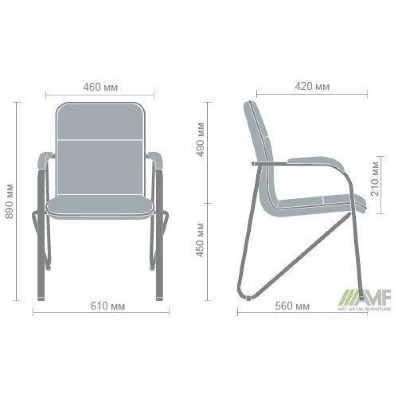 Офісне крісло для конференцій Art Metal Furniture Самба хром горіх Скаден Чорний без канта (012540)