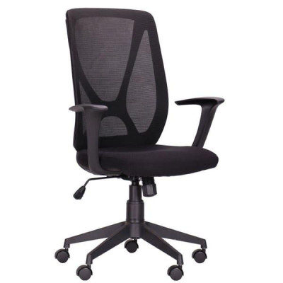 Офісне крісло для персоналу Art Metal Furniture Nickel Black сидіння Сідней-07/спинка Сітка SL-00 чорна (297089)