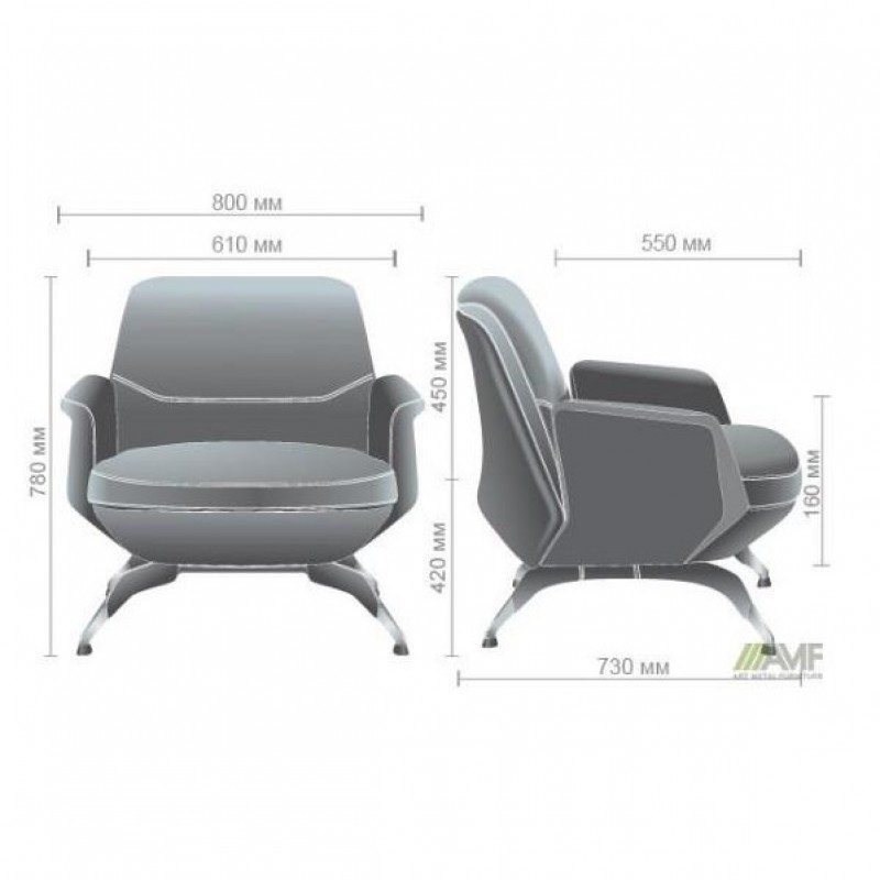 Офісне крісло для відвідувачів Art Metal Furniture Absolute grey/black (544596)