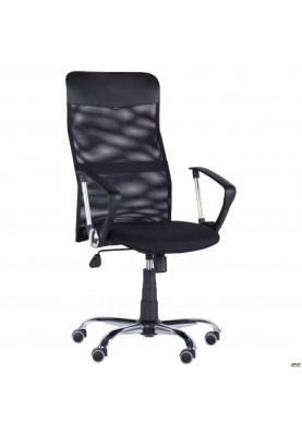 Крісло для керівника Art Metal Furniture Ultra Хром сидіння А-1/спинка Сітка чорна, вставка Скаден чорний (210149)