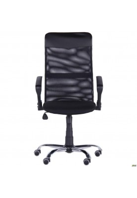 Крісло для керівника Art Metal Furniture Ultra Хром сидіння А-1/спинка Сітка чорна, вставка Скаден чорний (210149)