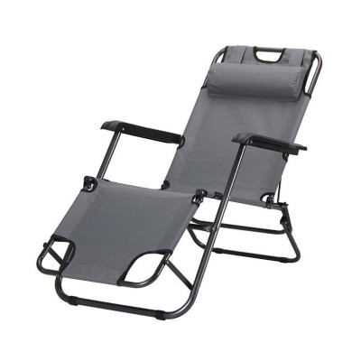 Шезлонг складаний Art Metal Furniture Круїз чорний/сірий (521854)