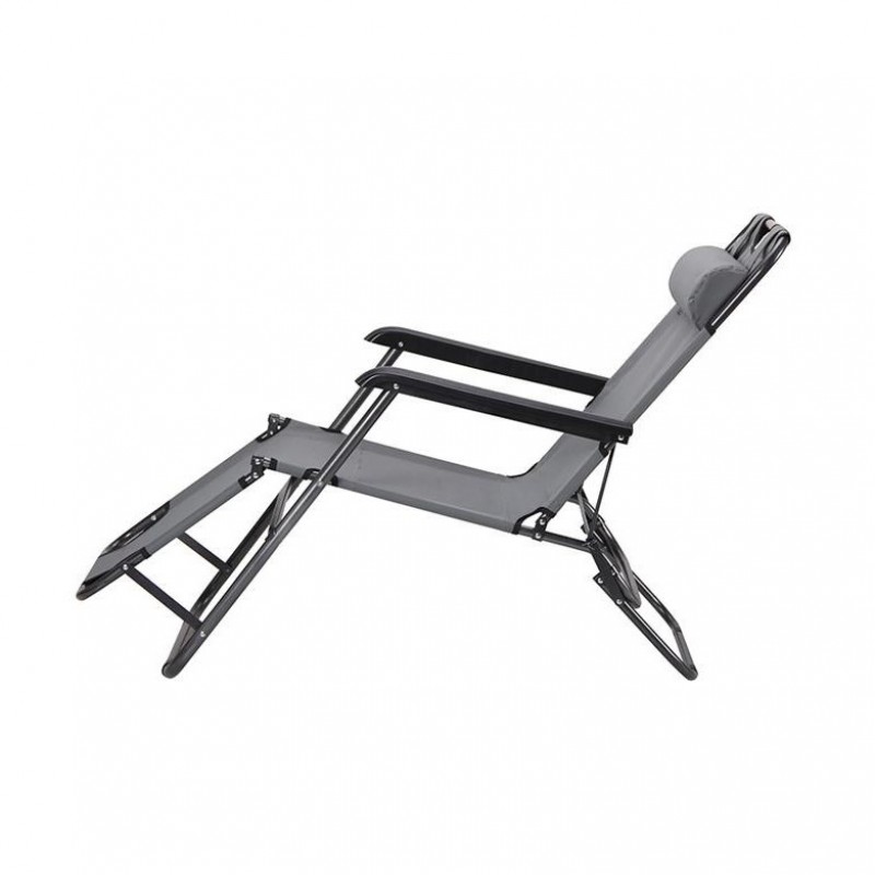 Шезлонг складаний Art Metal Furniture Круїз чорний/сірий (521854)