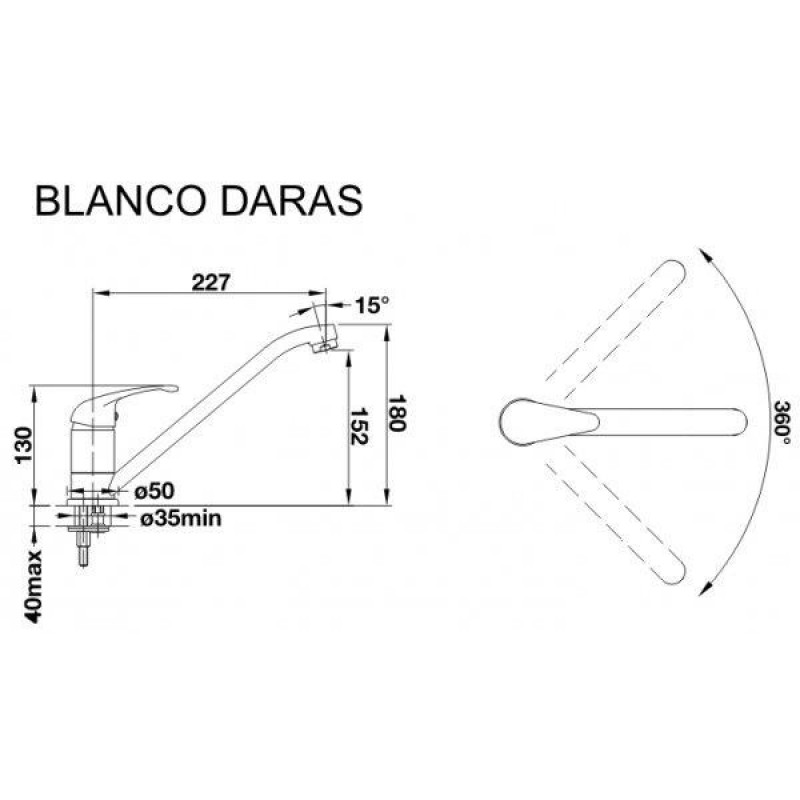 Змішувач для кухонного миття Blanco DARAS 526152