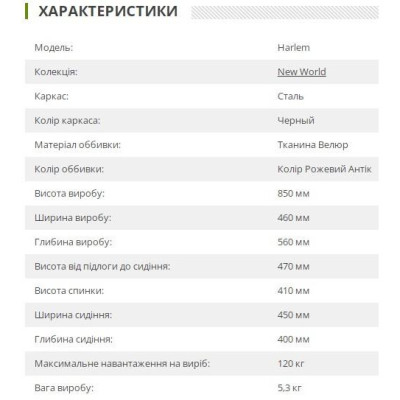 Стілець Art Metal Furniture Harlem чорний/велюр темно-синій (546789)