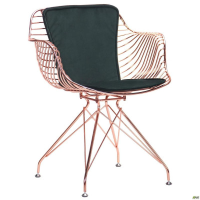 Стілець із підлокітниками Art Metal Furniture Ibis, rose gold, emerald (545675)