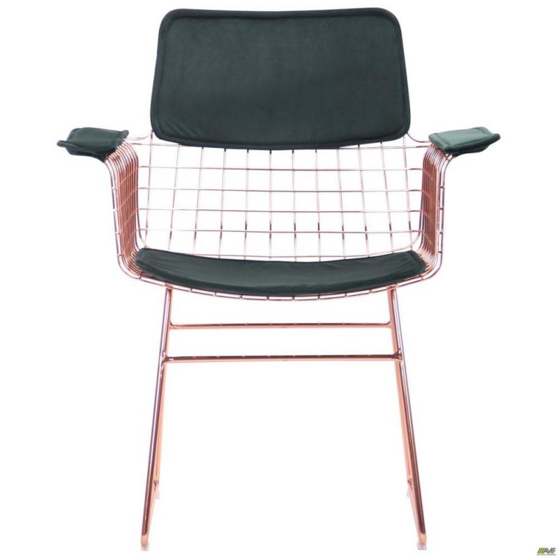 Стілець із підлокітниками Art Metal Furniture Mino, rose gold, emerald (545688)