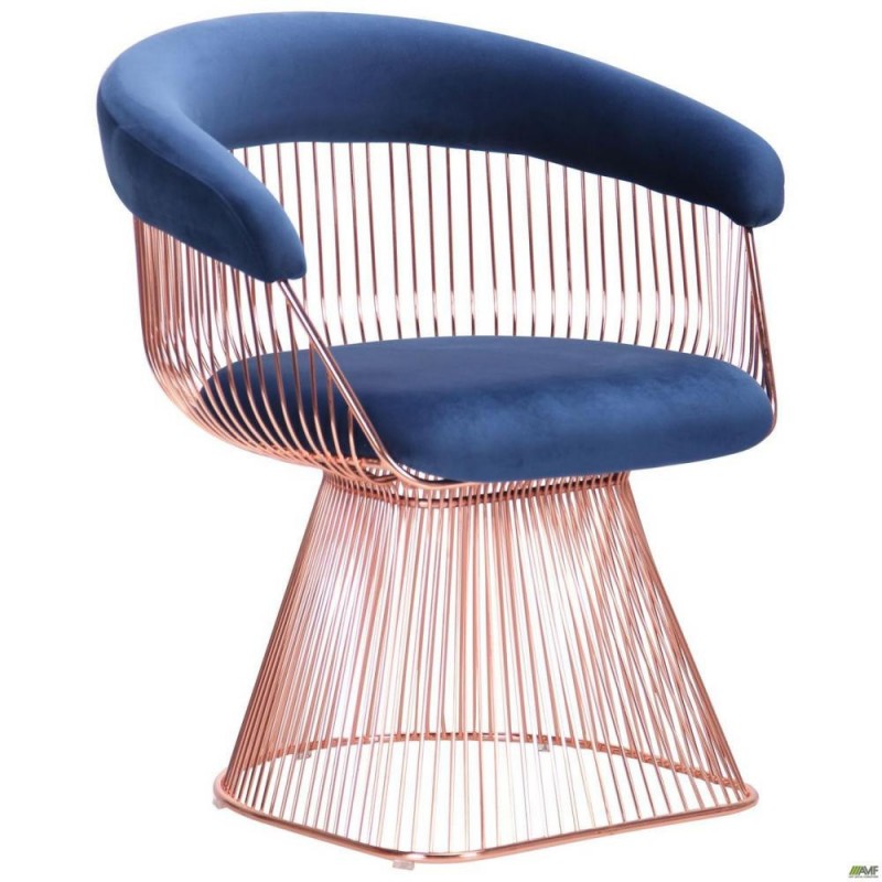 Стілець із підлокітниками Art Metal Furniture Roller, rose gold, royal blue (545679)