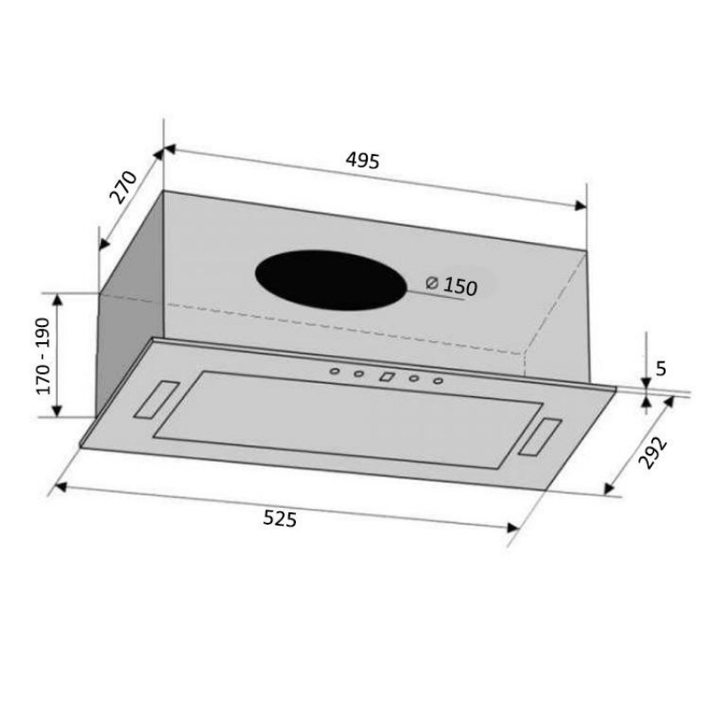 Вбудована витяжка Ventolux PUNTO 52 BK (900) PB PC