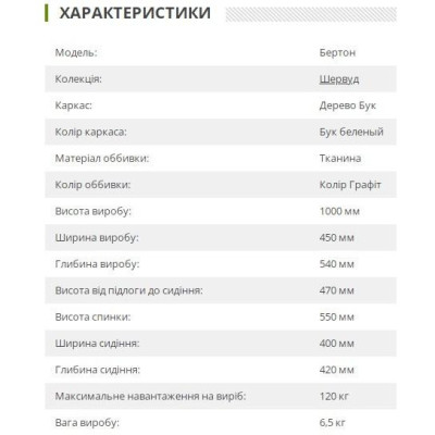 Стілець Art Metal Furniture Бертон бук вибілений/графіт (546279)