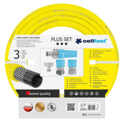 Шланг садовий Cellfast Набір поливальний Plus 25 м 1/2" + комплект з'єднувачів (10-290)