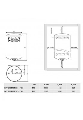 Водонагрівач (бойлер) електричний накопичувальний Tesy Anticalc (GCV 12044 24D B14 TBR)