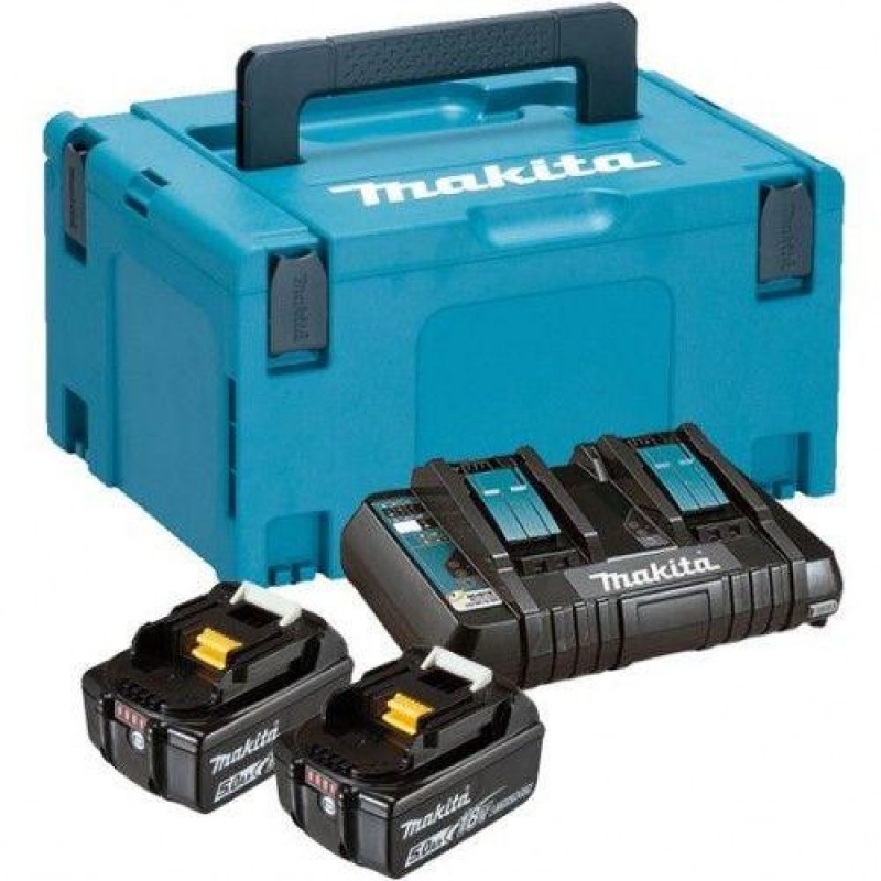 Акумулятор та зарядний пристрій для електроінструменту Makita BL1850Bx2, DC18RD (197629-2)