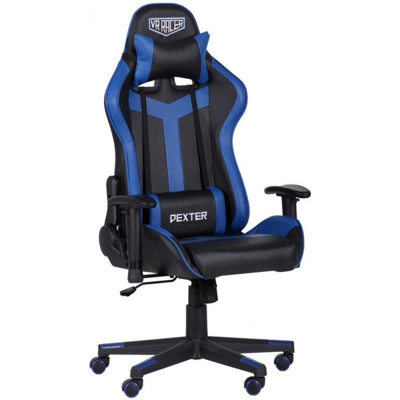 Комп'ютерне крісло для геймера Art Metal Furniture VR Racer Dexter Slag чорний/синій (546479)