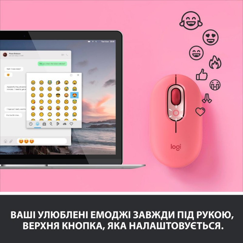 Миша Logitech POP Mouse Bluetooth Heartbreaker Rose (910-006426, 910-006548)