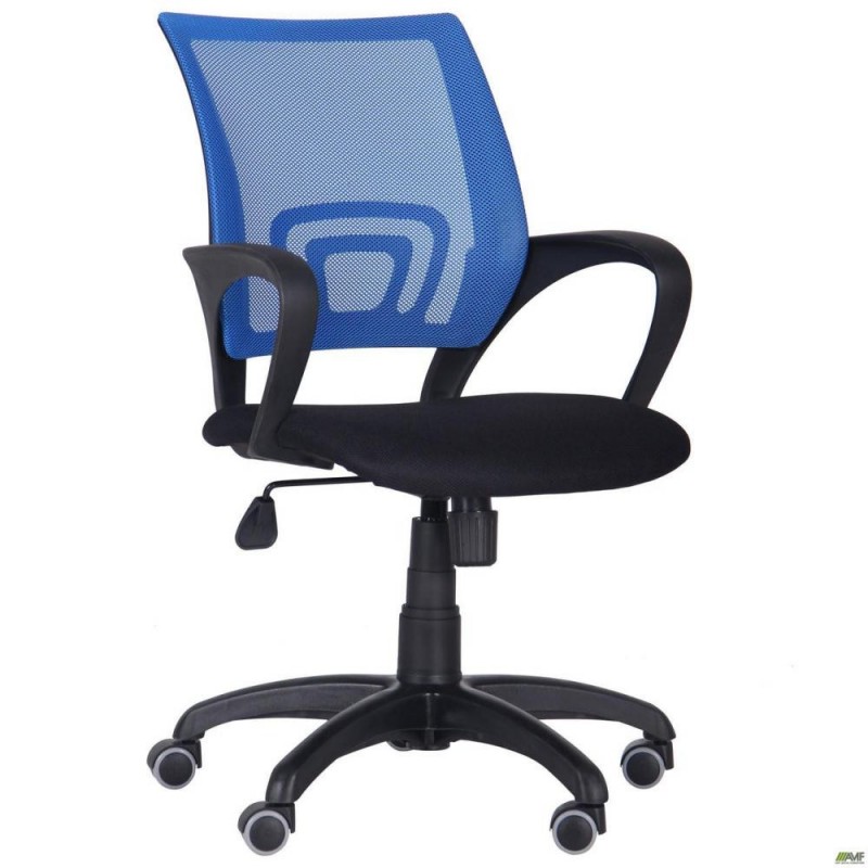 Офісне крісло для персоналу Art Metal Furniture Веб сидіння Сітка чорна/спинка Сітка синя (117023)
