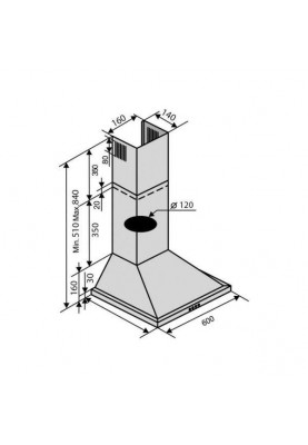 Витяжка купольна Ventolux LIDO 60 BK (700)