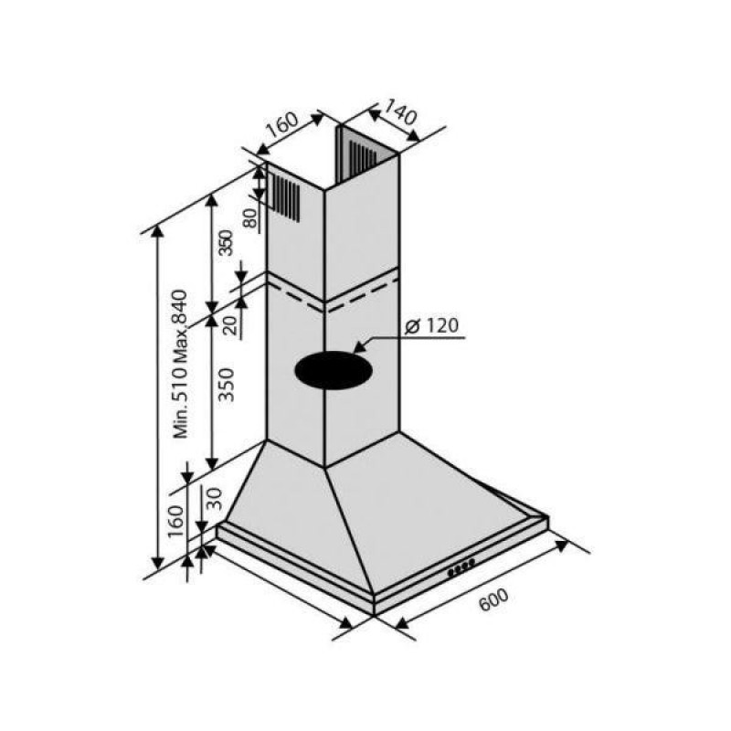 Витяжка купольна Ventolux LIDO 60 BK (700)