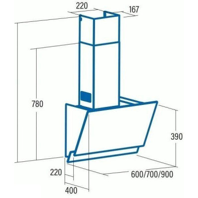 Витяжка похильна Cata JUNO 600 XGWH (02027105)