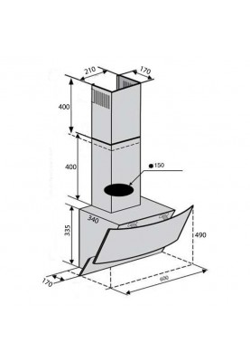 Витяжка похила Ventolux WAVE 60 BK (900) TRC