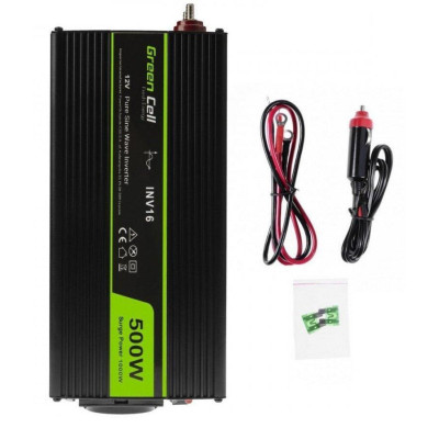 Перетворювач (інвертор) DC-AC Green Cell INV16 12V/230V 500/1000W