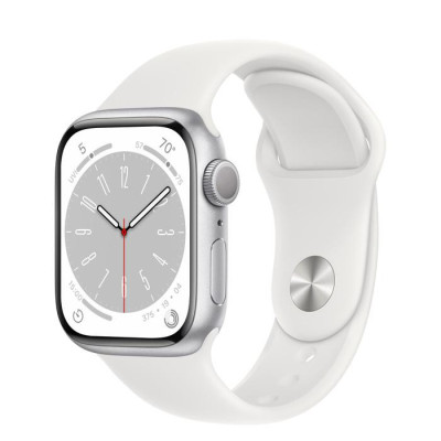Смарт-годинник Apple Watch Series 8 GPS + Cellular 41mm Silver Aluminum Case with White S. Band (MP4A3)