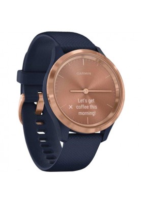 Смарт-годинник Garmin Vivomove 3s Rose Gold Stainless Steel Bezel w. Navy and Silicone B. (010-02238-03)