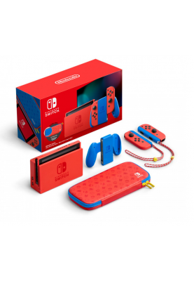 Портативная игровая приставка Nintendo Switch OLED with Neon Blue and Neon Red Joy-Con + Nintendo Switch V2 Mario Red & Blue Edition