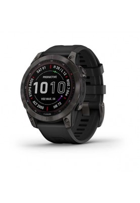 Смарт-годинник Garmin Fenix 7 Sapphire Solar Carbon Gray DLC Titanium with Black Band (010-02540-20/21)