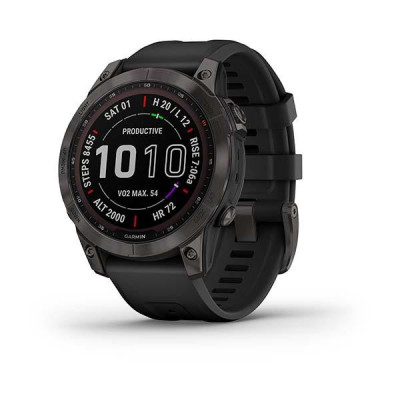 Смарт-годинник Garmin Fenix 7 Sapphire Solar Carbon Gray DLC Titanium with Black Band (010-02540-20/21)