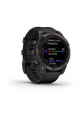 Смарт-годинник Garmin Fenix 7 Sapphire Solar Carbon Gray DLC Titanium with Black Band (010-02540-20/21)