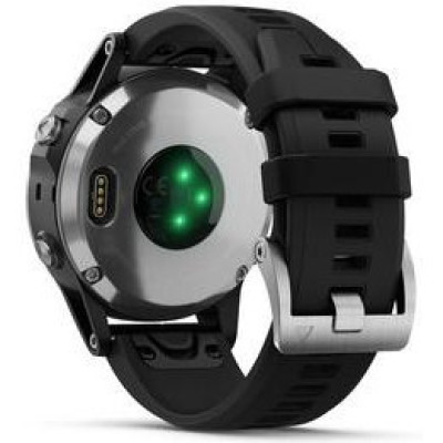 Спортивний годинник Garmin Fenix 5 Plus Silver with Black Silicone (010-01988-60)