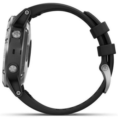 Спортивний годинник Garmin Fenix 5 Plus Silver with Black Silicone (010-01988-60)