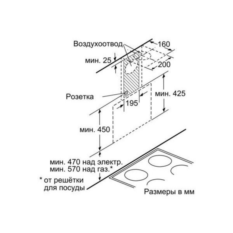 Витяжка нахильна Bosch DWK065G60