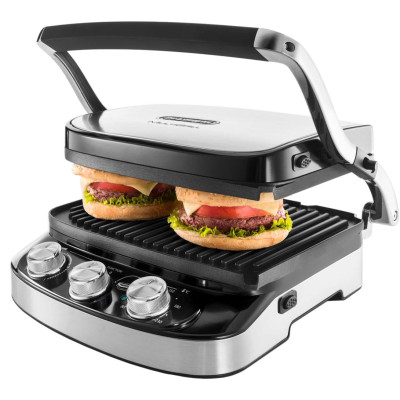 Електрогриль притискний DeLonghi CGH 912 Steel BK
