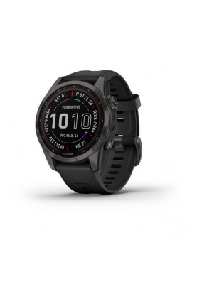 Смарт-годинник Garmin Fenix 7S Sapphire Solar Carbon G. DLC Titanium w. Black Band (010-02539-24/25)