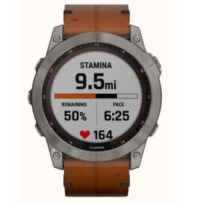 Смарт-годинник Garmin Fenix 7X Sapphire Solar Titanium w. Chestnut Leather Band (010-02541-19)