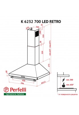 Витяжка купольна Perfelli K 6232 IV RETRO 700 LED