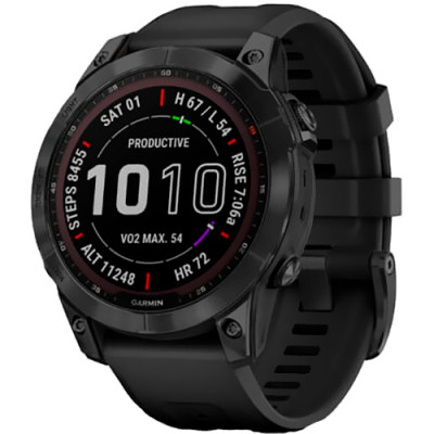 Смарт-годинник Garmin Fenix 7 Sapphire Solar Black DLC Titanium with Black Band (010-02540-34/35)