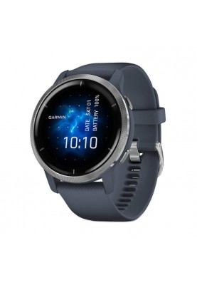 Смарт-годинник Garmin Venu 2 Silver Bezel with Granite Blue Case and Silicone Band (010-02430-10/00)